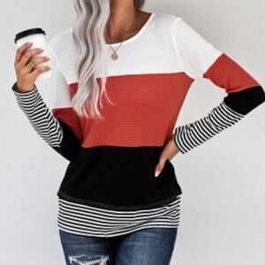 Colorblock Splicing Stripes Top